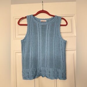 Crown & Ivy Light Blue Crochet Tank Top